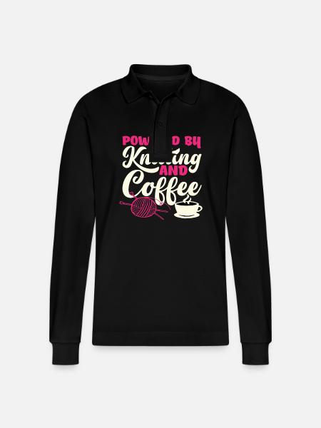 Knitted Powered by Coffee - Stanley/Stella Organic Unisex Long-Sleeved Polo Shirt Prepster - black