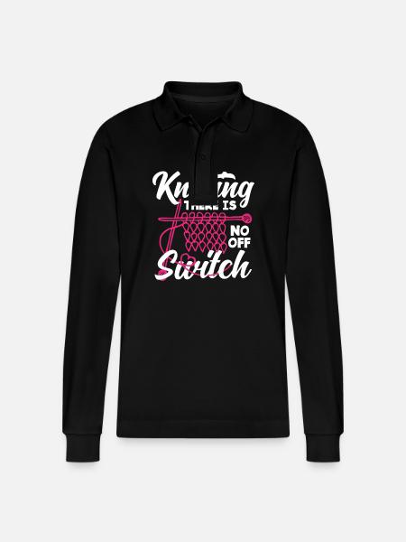 Knitting No Off Switch - Stanley/Stella Organic Unisex Long-Sleeved Polo Shirt Prepster - black