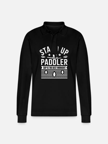 Stand Up Paddler - Stanley/Stella Organic Unisex Long-Sleeved Polo Shirt Prepster - black