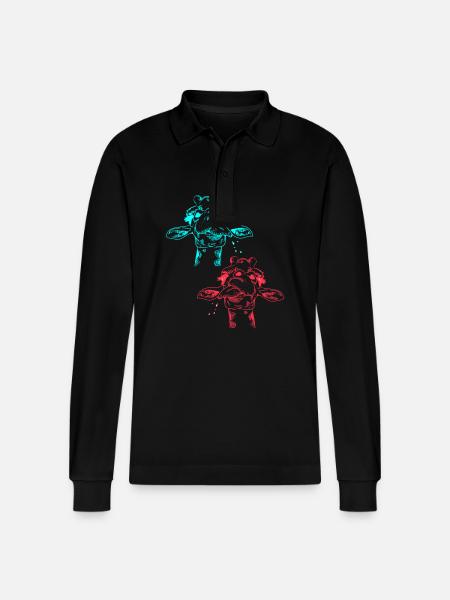 Giraffe Zoo Zoo Animals Giraffes - Stanley/Stella Organic Unisex Long-Sleeved Polo Shirt Prepster - black