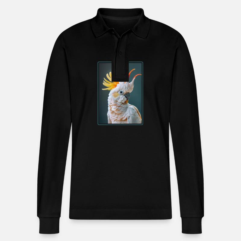 Cockatoo Kakadus Kakadu - Stanley/Stella Unisex Bio-Langarm-Poloshirt Prepster - Schwarz