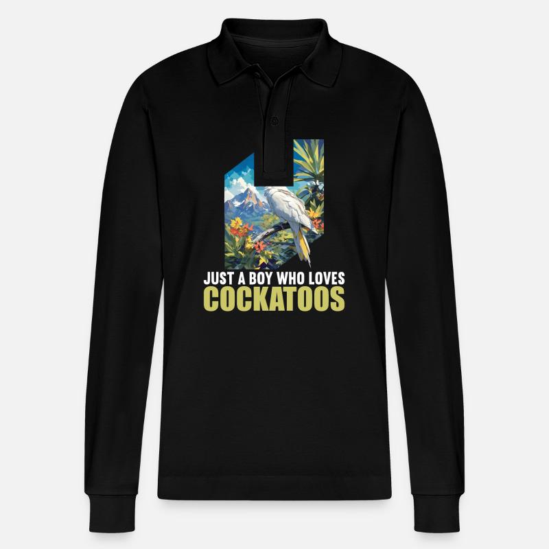 Cockatoo Kakadus Kakadu - Stanley/Stella Unisex Bio-Langarm-Poloshirt Prepster - Schwarz