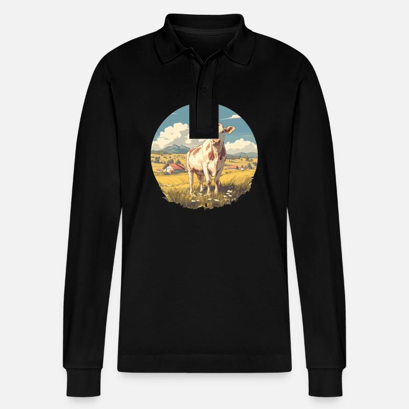Kühe Kuh - Stanley/Stella Unisex Bio-Langarm-Poloshirt Prepster - Schwarz