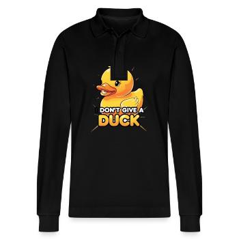 Lustige Ente I Don't Give A Duck für Männer und - Stanley/Stella Unisex Bio-Langarm-Poloshirt Prepster - Schwarz - Vorne - Anna (173cm) & Nico (186cm)
