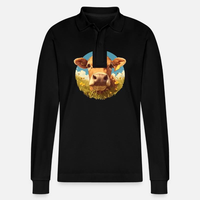 Kühe Kuh - Stanley/Stella Unisex Bio-Langarm-Poloshirt Prepster - Schwarz