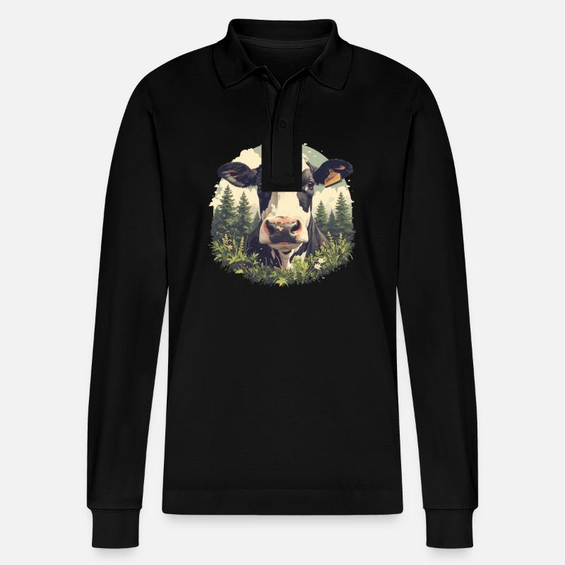 Kühe Kuh - Stanley/Stella Unisex Bio-Langarm-Poloshirt Prepster - Schwarz