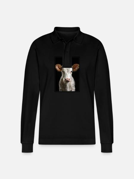 Cows Cow - Stanley/Stella Organic Unisex Long-Sleeved Polo Shirt Prepster - black