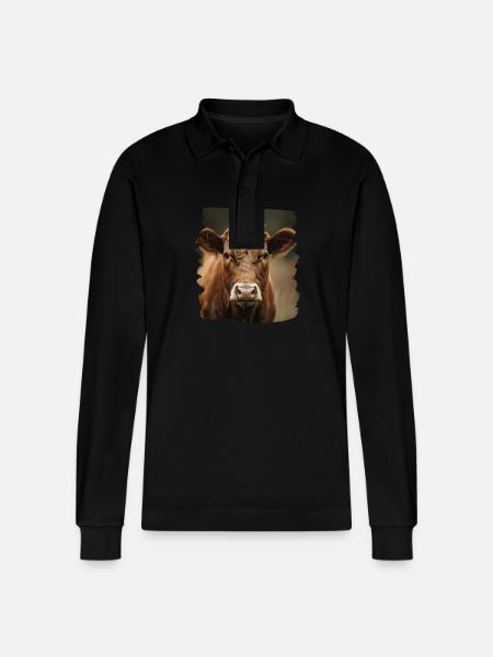 Cows Cow - Stanley/Stella Organic Unisex Long-Sleeved Polo Shirt Prepster - black
