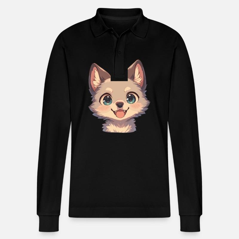Kojoten Kojote - Stanley/Stella Unisex Bio-Langarm-Poloshirt Prepster - Schwarz