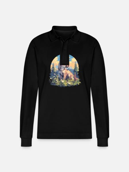 Kojoten Kojote - Stanley/Stella Unisex Bio-Langarm-Poloshirt Prepster - Schwarz