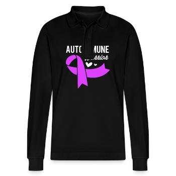 Autoimmune disease - Stanley/Stella Organic Unisex Long-Sleeved Polo Shirt Prepster - black - Front - Anna (173cm) & Nico (186cm)