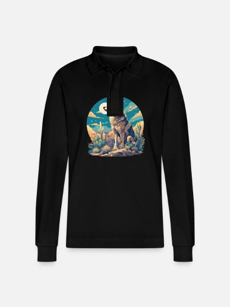 Coyotes Coyote - Stanley/Stella Organic Unisex Long-Sleeved Polo Shirt Prepster - black