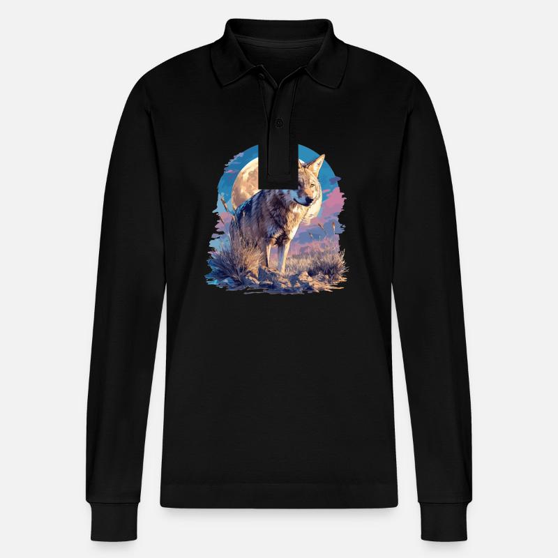 Kojoten Kojote - Stanley/Stella Unisex Bio-Langarm-Poloshirt Prepster - Schwarz