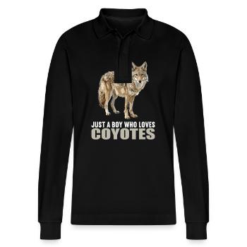 Coyotes Coyote - Polo à manches longues bio PREPSTER Stanley/Stella Unisexe - noir - Devant - Anna (173cm) & Nico (186cm)