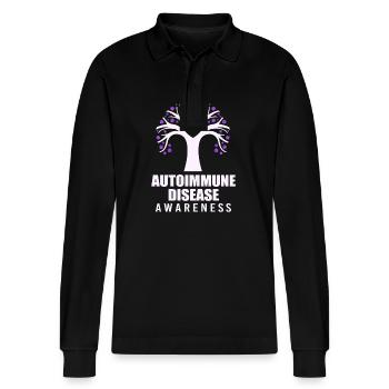 Autoimmune disease - Stanley/Stella Organic Unisex Long-Sleeved Polo Shirt Prepster - black - Front - Anna (173cm) & Nico (186cm)