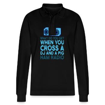 Amateur Cross Ein DJ Und Ein Schwein Amateurfunk - Stanley/Stella Unisex Bio-Langarm-Poloshirt Prepster - Schwarz - Vorne - Anna (173cm) & Nico (186cm)