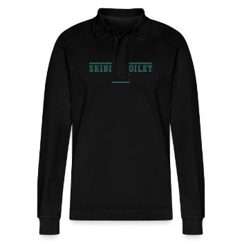 Skibidi Toilet Rizz - Humorvolles Statement für - Stanley/Stella Unisex Bio-Langarm-Poloshirt Prepster - Schwarz - Vorne - Anna (173cm) & Nico (186cm)
