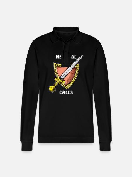 MEDIEVAL SWORD MEDIEVAL CALLS - Stanley/Stella Organic Unisex Long-Sleeved Polo Shirt Prepster - black