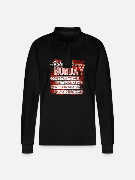 Rules For Monday - Stanley/Stella Organic Unisex Long-Sleeved Polo Shirt Prepster - black