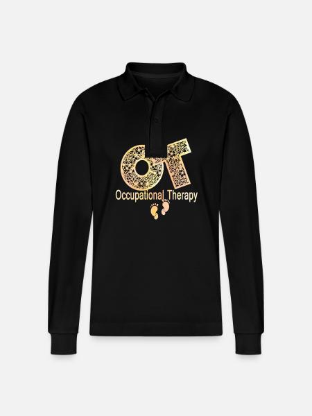 Awesome Occupational Therapy - Stanley/Stella Organic Unisex Long-Sleeved Polo Shirt Prepster - black