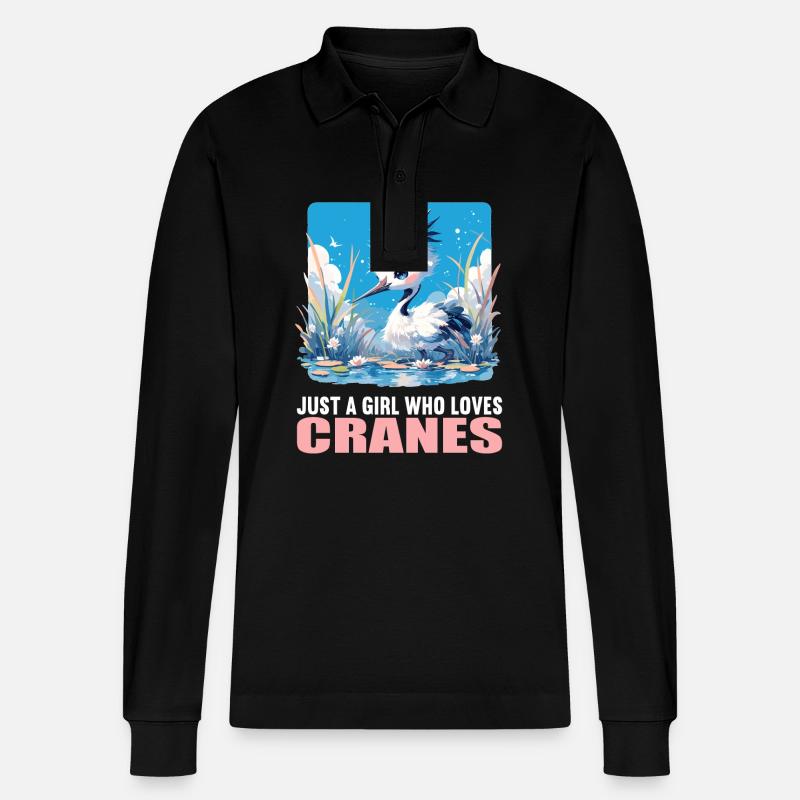 Kraniche Kranich - Stanley/Stella Unisex Bio-Langarm-Poloshirt Prepster - Schwarz