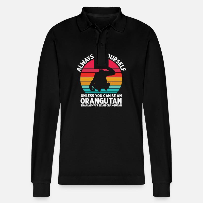 Orang-Utan - Stanley/Stella Unisex Bio-Langarm-Poloshirt Prepster - Schwarz