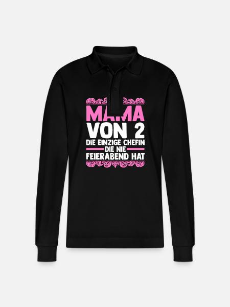 Mom of 2 children - Stanley/Stella Organic Unisex Long-Sleeved Polo Shirt Prepster - black