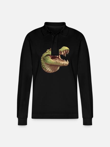 Crocodiles Crocodile - Stanley/Stella Organic Unisex Long-Sleeved Polo Shirt Prepster - black