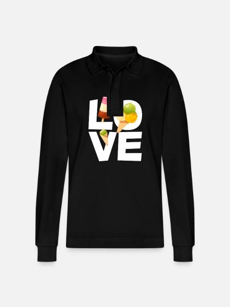Love for cream fans - Stanley/Stella Organic Unisex Long-Sleeved Polo Shirt Prepster - black