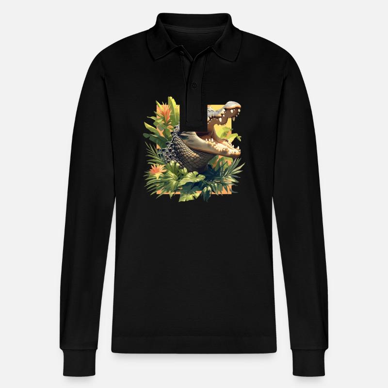 Krokodile Krokodil - Stanley/Stella Unisex Bio-Langarm-Poloshirt Prepster - Schwarz
