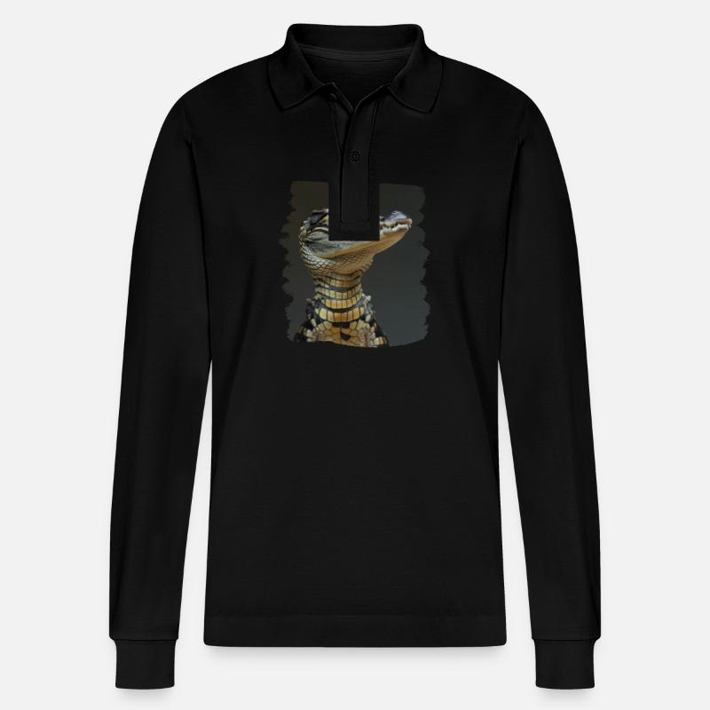 Krokodile Krokodil - Stanley/Stella Unisex Bio-Langarm-Poloshirt Prepster - Schwarz
