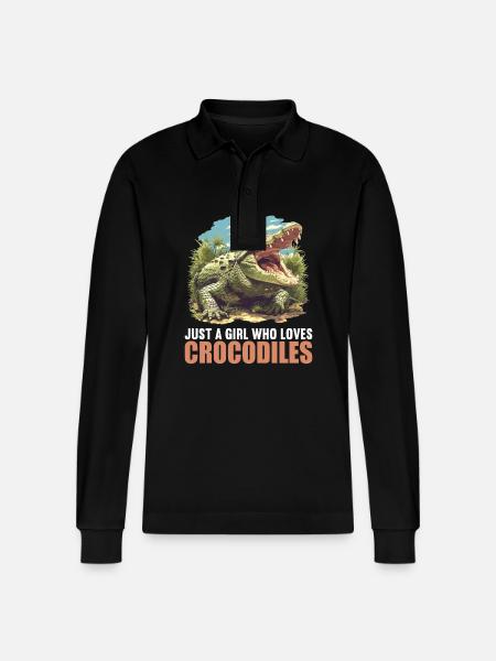 Crocodiles Crocodile - Stanley/Stella Organic Unisex Long-Sleeved Polo Shirt Prepster - black