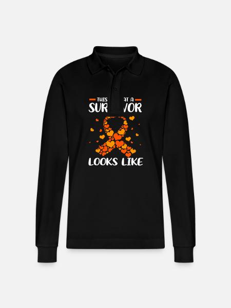 Leukemia Awareness - Stanley/Stella Organic Unisex Long-Sleeved Polo Shirt Prepster - black