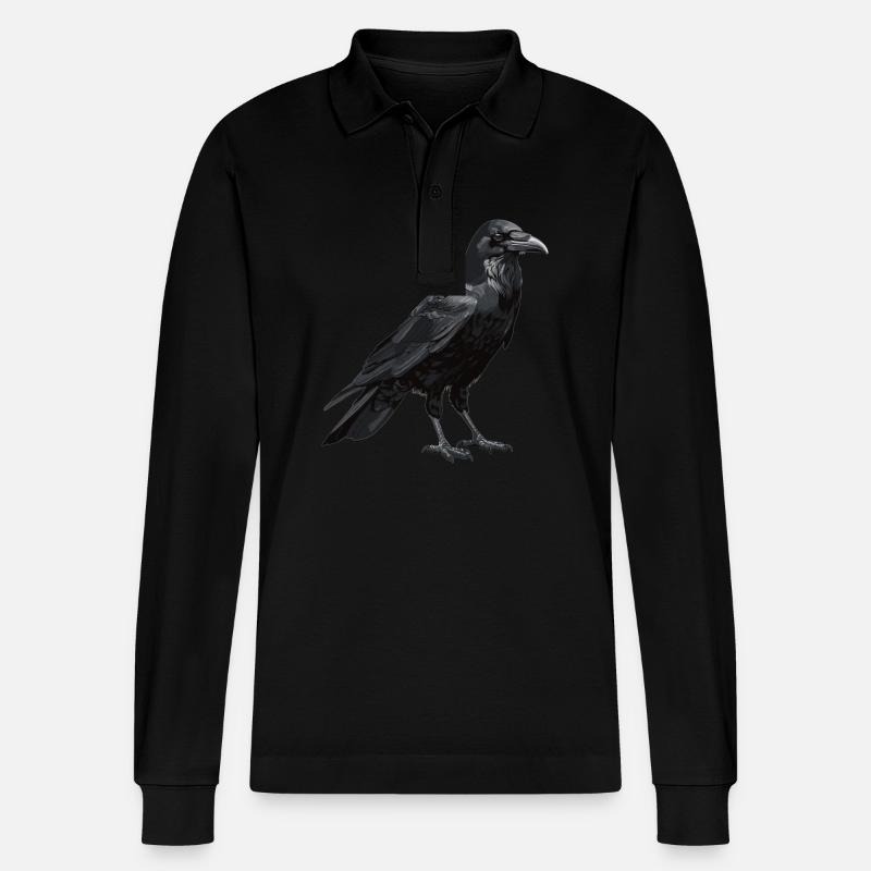Krähen Krähe - Stanley/Stella Unisex Bio-Langarm-Poloshirt Prepster - Schwarz
