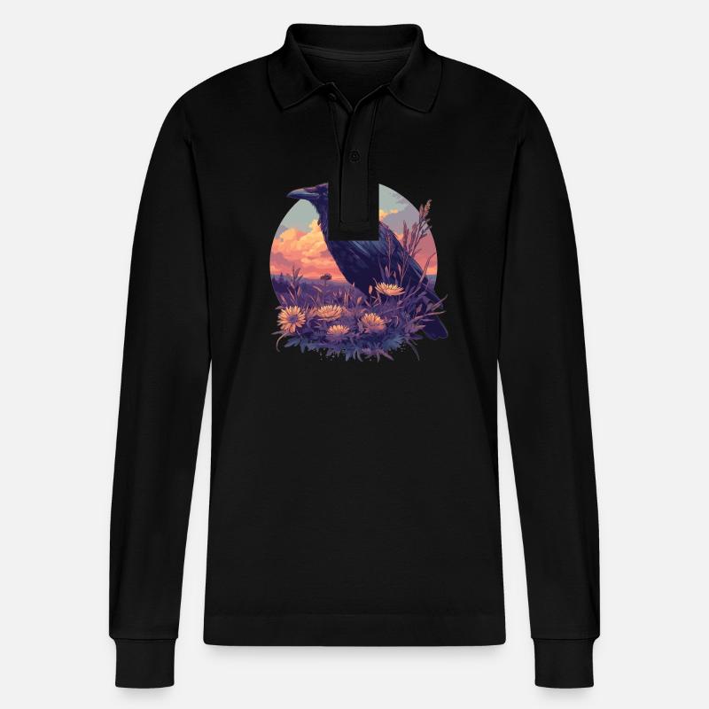 Krähen Krähe - Stanley/Stella Unisex Bio-Langarm-Poloshirt Prepster - Schwarz