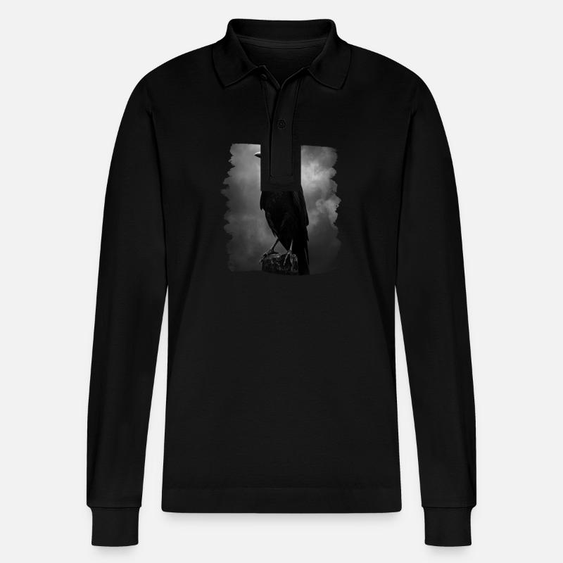 Krähen Krähe - Stanley/Stella Unisex Bio-Langarm-Poloshirt Prepster - Schwarz