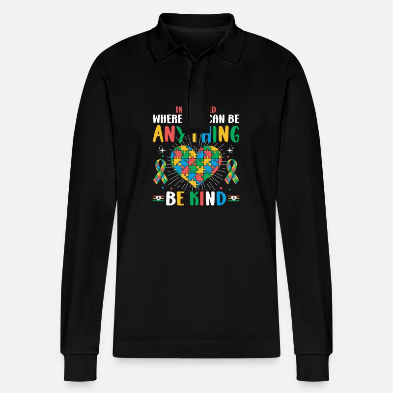 Autismus Autistisch - Stanley/Stella Unisex Bio-Langarm-Poloshirt Prepster - Schwarz