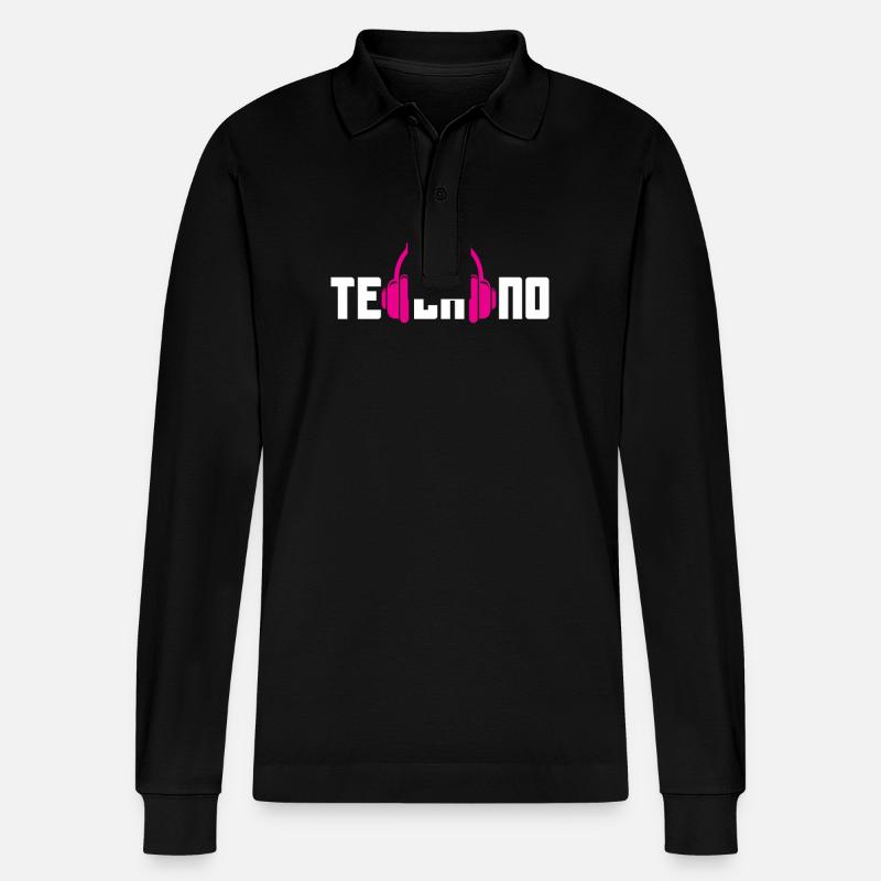 Techno Kopfhörer Für Techno Lover - Stanley/Stella Unisex Bio-Langarm-Poloshirt Prepster - Schwarz