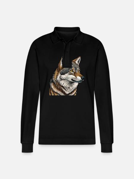 WOLF - Stanley/Stella Organic Unisex Long-Sleeved Polo Shirt Prepster - black