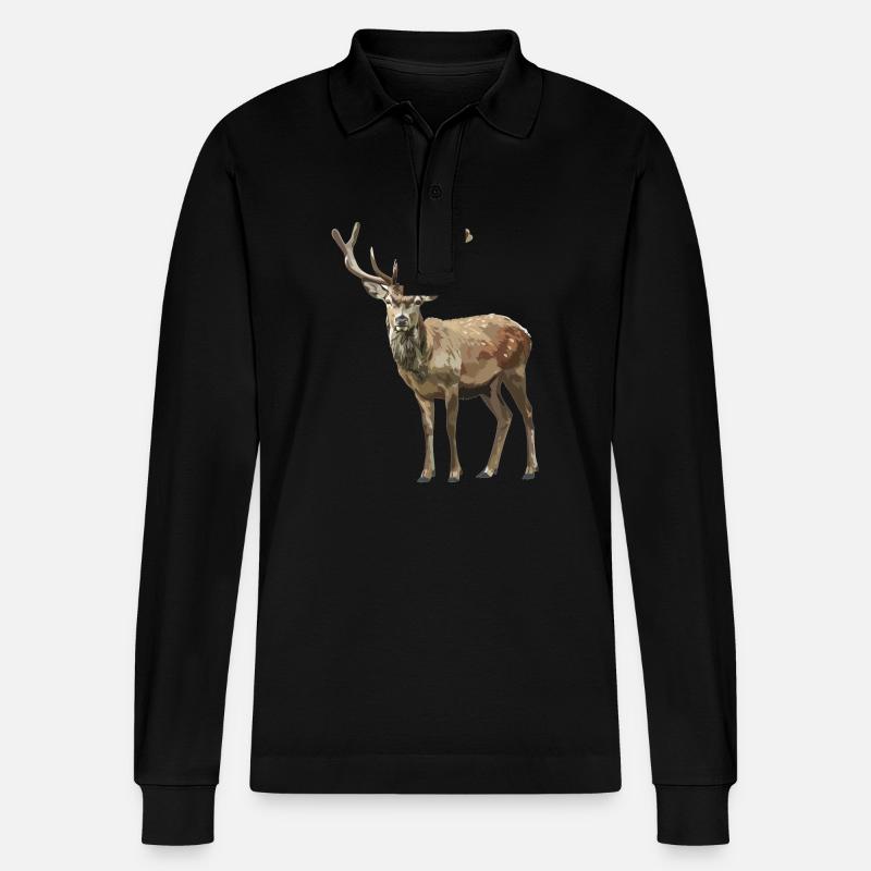 Deer Deer - Stanley/Stella Organic Unisex Long-Sleeved Polo Shirt Prepster - black