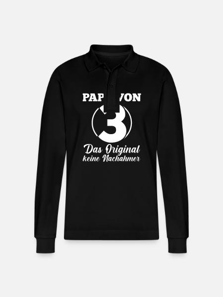 Dad of 3 children - Stanley/Stella Organic Unisex Long-Sleeved Polo Shirt Prepster - black