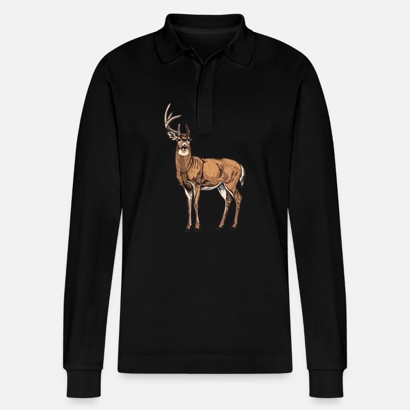 Cervo Cervo - Polo a manica lunga ecologica unisex Prepster di Stanley/Stella - nero