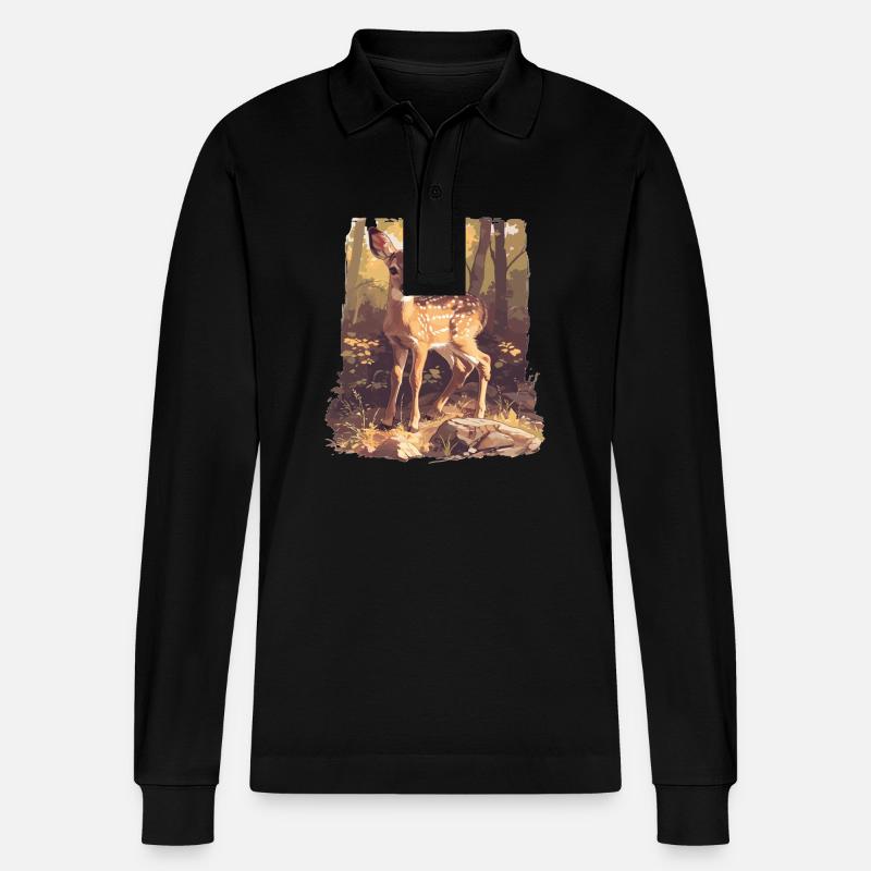 Hirsche Hirsch - Stanley/Stella Unisex Bio-Langarm-Poloshirt Prepster - Schwarz