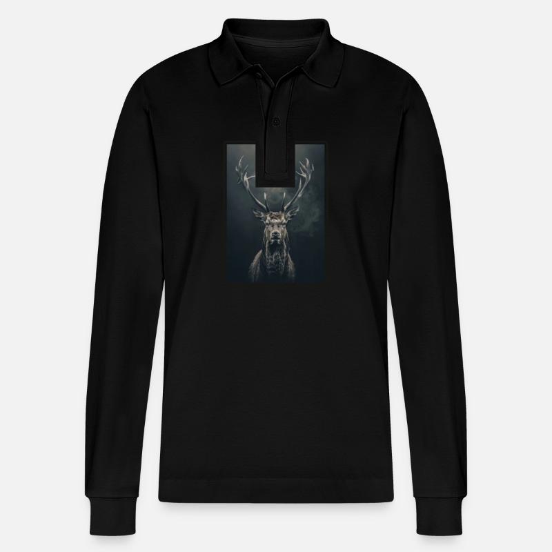 Hirsche Hirsch - Stanley/Stella Unisex Bio-Langarm-Poloshirt Prepster - Schwarz