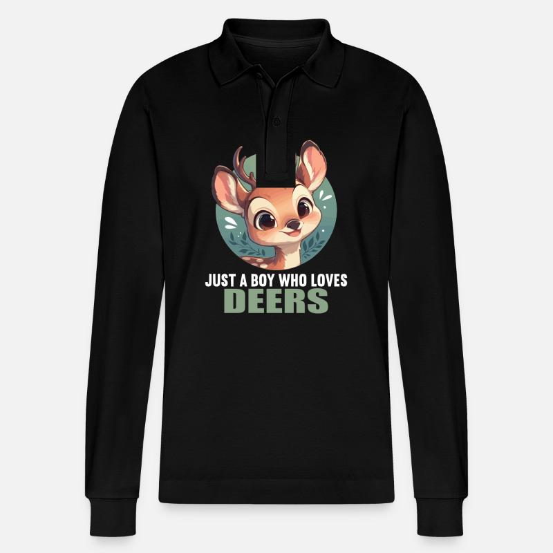Hirsche Hirsch - Stanley/Stella Unisex Bio-Langarm-Poloshirt Prepster - Schwarz