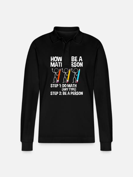 Mathematics - Stanley/Stella Organic Unisex Long-Sleeved Polo Shirt Prepster - black