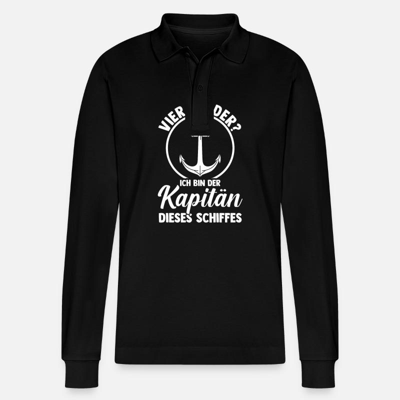 Papa Von 4 Kindern - Stanley/Stella Unisex Bio-Langarm-Poloshirt Prepster - Schwarz