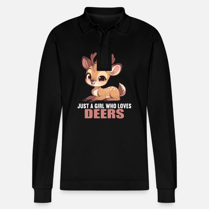 Deer Deer - Stanley/Stella Organic Unisex Long-Sleeved Polo Shirt Prepster - black