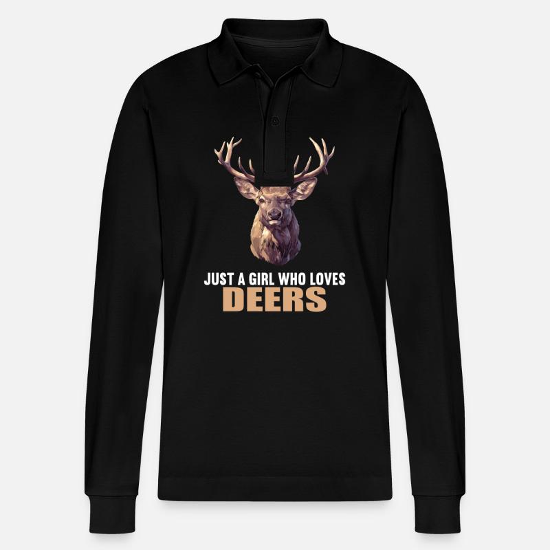 Hirsche Hirsch - Stanley/Stella Unisex Bio-Langarm-Poloshirt Prepster - Schwarz