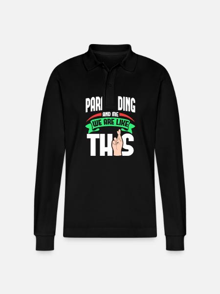 Paragliding Me Are Like - Stanley/Stella Organic Unisex Long-Sleeved Polo Shirt Prepster - black